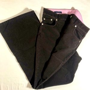 Lands End Women  Corduroy Pants Brown Flared Leg Zip Front Brown Size 12